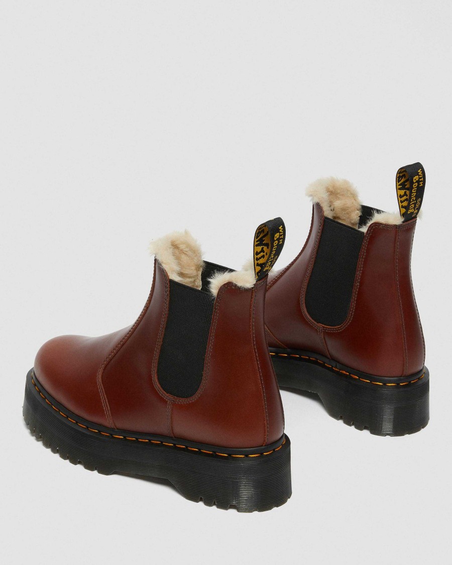 Messieurs Dr. Martens Maihars Bruns | Bottines A Plateforme Doublees En Fausse Fourrure 2976 Quad Marron — Abruzzes Wp