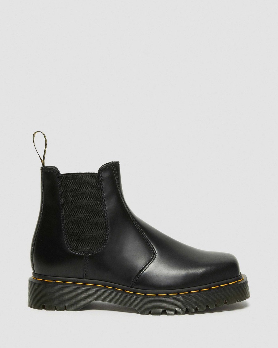 Messieurs Dr. Martens Bottines Chelsea | Bottines Chelsea En Cuir A Bout Carre 2976 Bex Noir — Poli Lisse