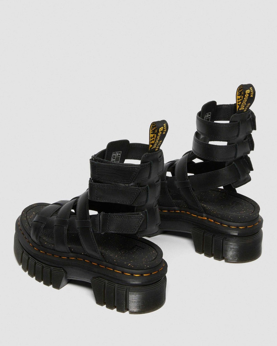 Dames Dr. Martens Sandales A Plateforme | Sandales Spartiates A Plateforme En Cuir Ricki Nappa Lux Noir — Nappa Lux