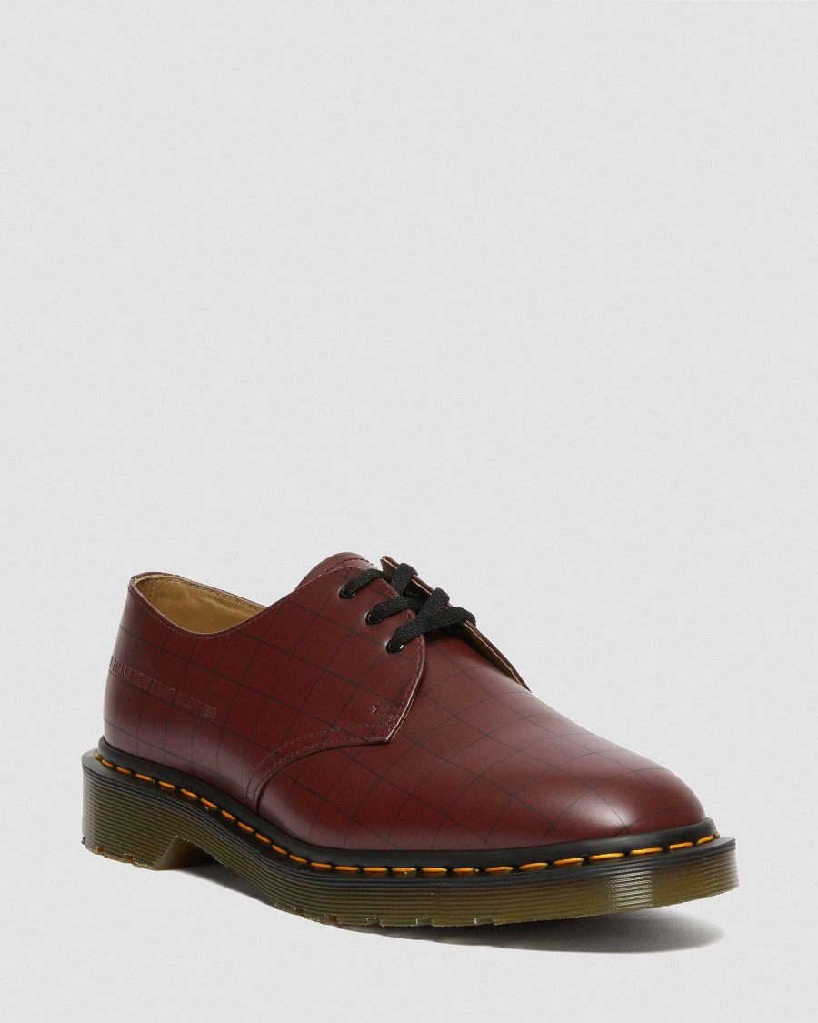 Messieurs Dr. Martens Chaussures A Lacets | 1461 Undercover Chaussures En Cuir Lisse Rouge Cerise — Lisse