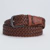 Homme Benson & Cherry Ceinture Homme | Ceinture En Cuir Tressee Cross Tabac