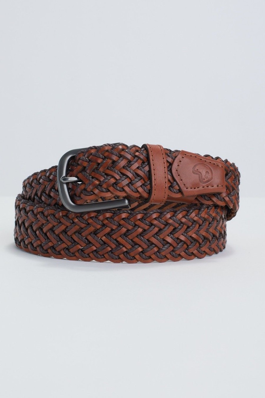 Homme Benson & Cherry Ceinture Homme | Ceinture En Cuir Tressee Cross Tabac