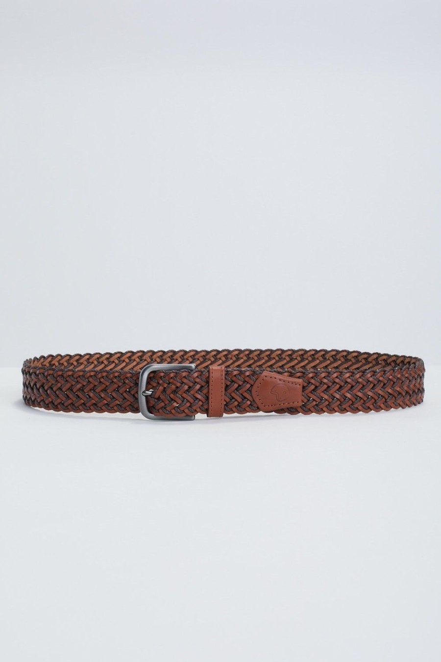 Homme Benson & Cherry Ceinture Homme | Ceinture En Cuir Tressee Cross Tabac