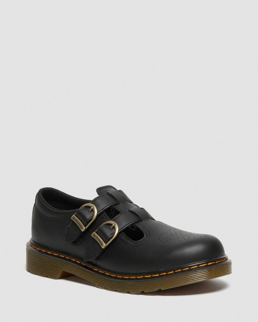 Enfants Dr. Martens Chaussures D'Ecole Pour Filles | Chaussures Mary Jane En Cuir 8065 Softy T Pour Jeunes Noir — Softy T