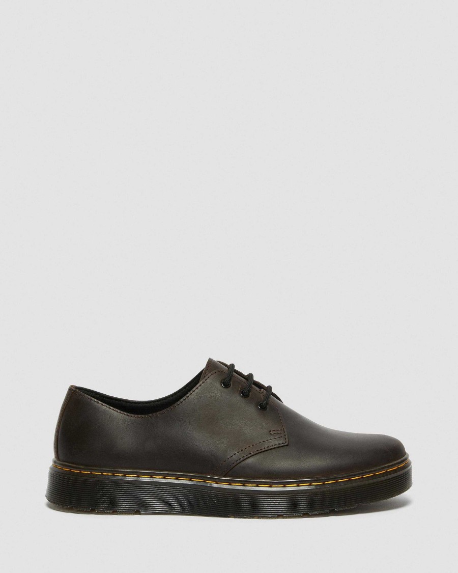 Messieurs Dr. Martens Chaussures Decontractees | Chaussures En Cuir Thurston Lo Crazy Horse Marron Fonce — Crazy Horse+Pu