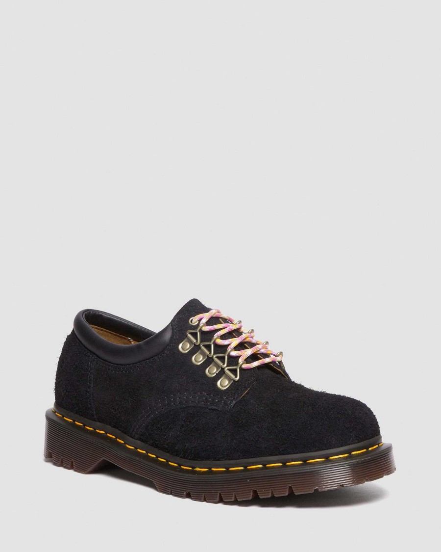 Messieurs Dr. Martens Chaussures Noires | 8053-Chaussures En Daim Noir — Daim A Poils Longs