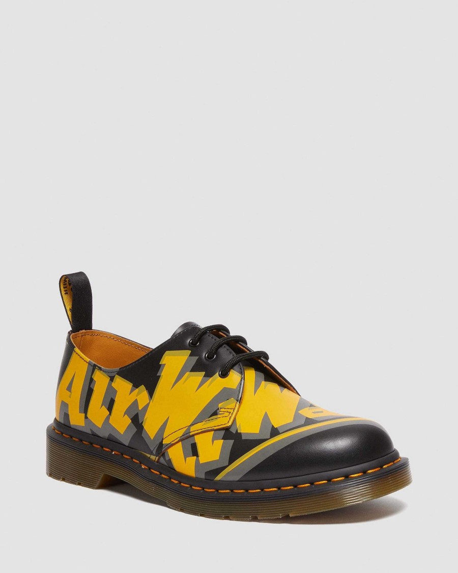 Messieurs Dr. Martens Chaussures A Lacets | 1461 Vintage Chaussures A Lacets En Cuir Lisse Noir+Multi — Airwair Vintage Lisse