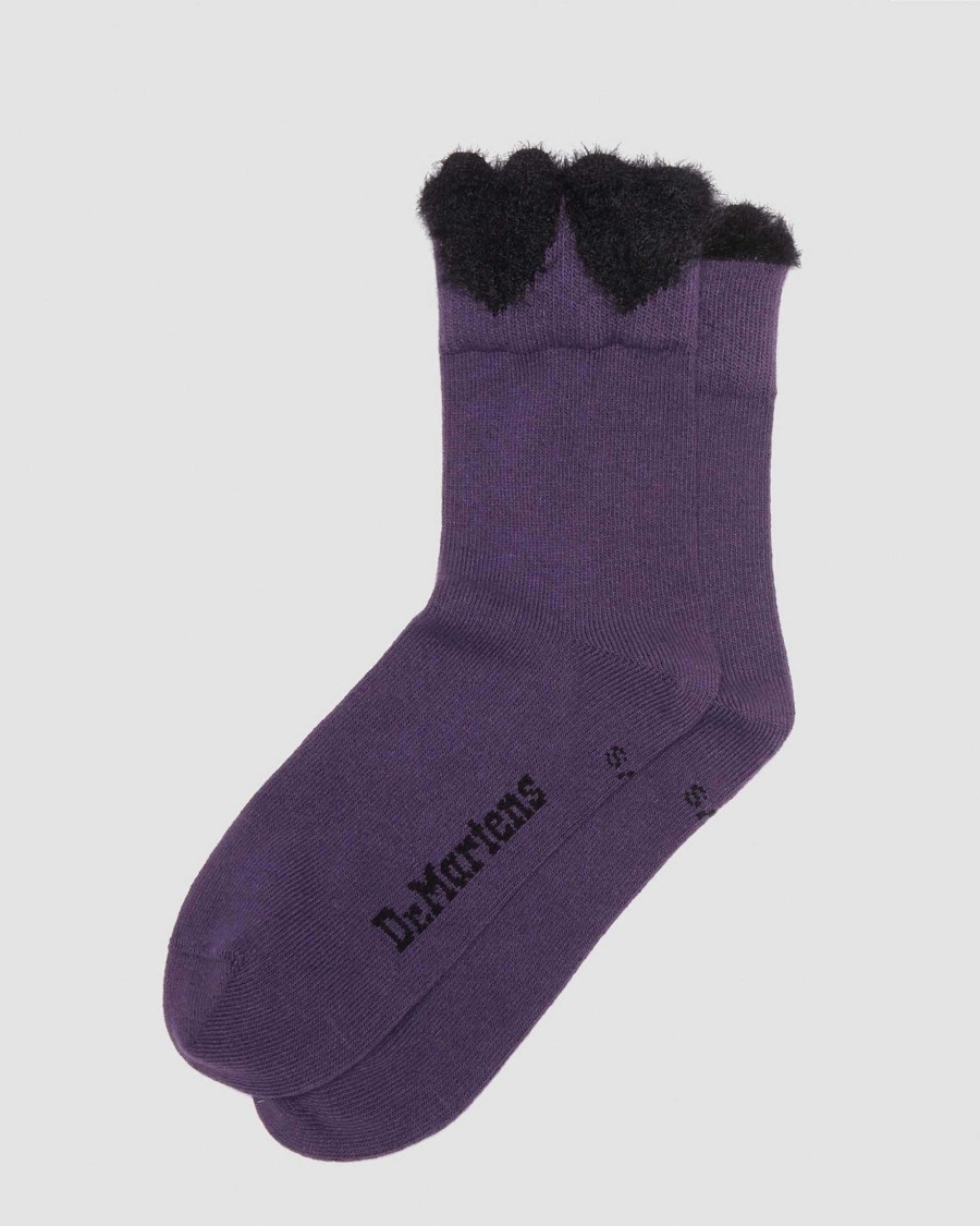 Accessoires Dr. Martens Toutes Les Chaussettes | Chaussettes En Coton Melange Avec Detail Coeur Rich Purple — Melange De Coton Biologique