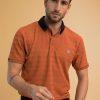 Homme Benson & Cherry Polos Pour Homme | Polo Avec Bandes Texturees Ton Sur Ton Gymain Mandarine