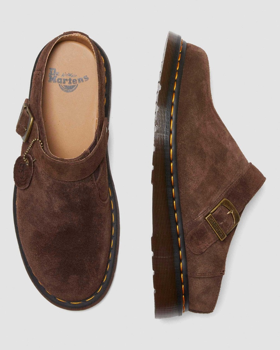 Dames Dr. Martens Chaussons | Chaussons En Daim Isham Desert Oasis Marron Fonce — Daim Desert Oasis