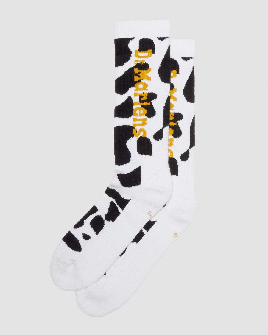 Accessoires Dr. Martens Toutes Les Chaussettes | Chaussettes A Logo Vertical En Melange De Coton Noir + Blanc — Melange De Coton