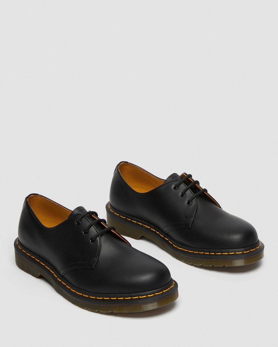 Messieurs Dr. Martens Chaussures A Lacets | Chaussures Oxford 1461 Lisses En Cuir Noir — Lisse