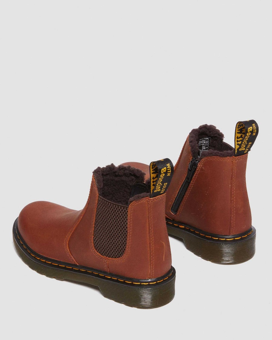 Enfants Dr. Martens Maihars Impermeables | Junior 2976 Leonore Cuir Maiharis Marron Clair — Republic Impermeable