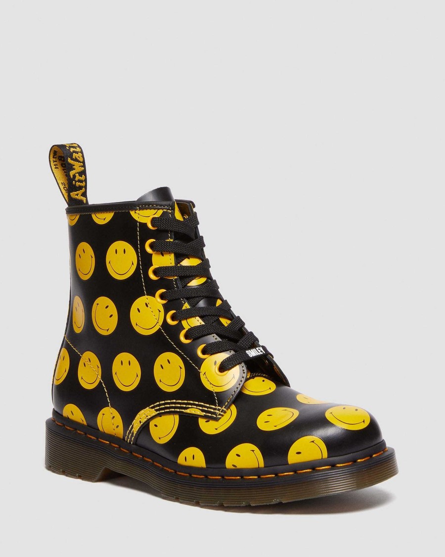 Messieurs Dr. Martens Tenias | 1460 Brosses En Cuir Smiley® Noir — Lisse