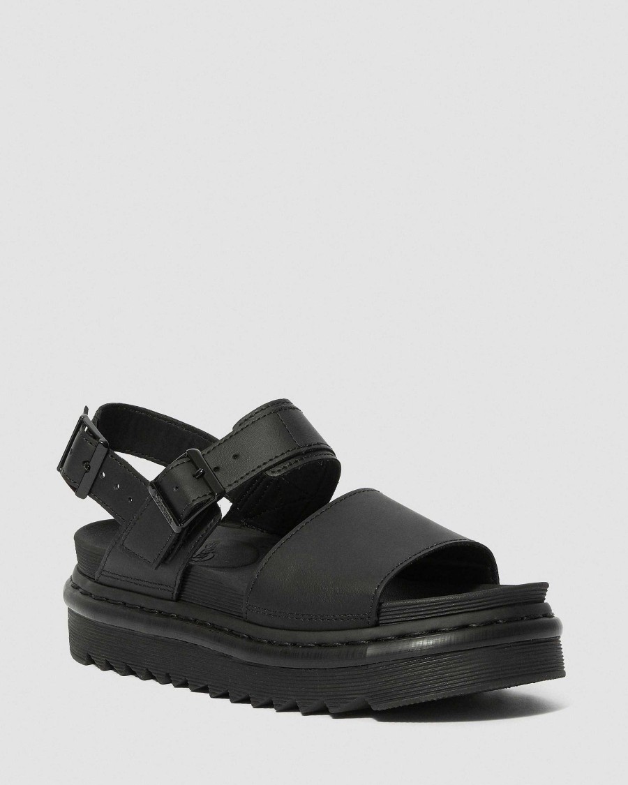 Dames Dr. Martens Sandales A Plateforme | Tongs Voss Hydro En Cuir Noir — Hydro