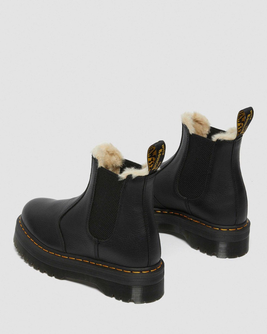 Messieurs Dr. Martens Fourmis D'Hiver | Bottines Chelsea A Plateforme Doublees De Fourrure Quad 2976 Noir — Pise