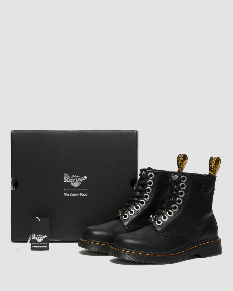 Messieurs Dr. Martens Tenias | 1460 La Grande Grenouille -Peignes En Cuir Noir Nouvelle Illusion Grasse