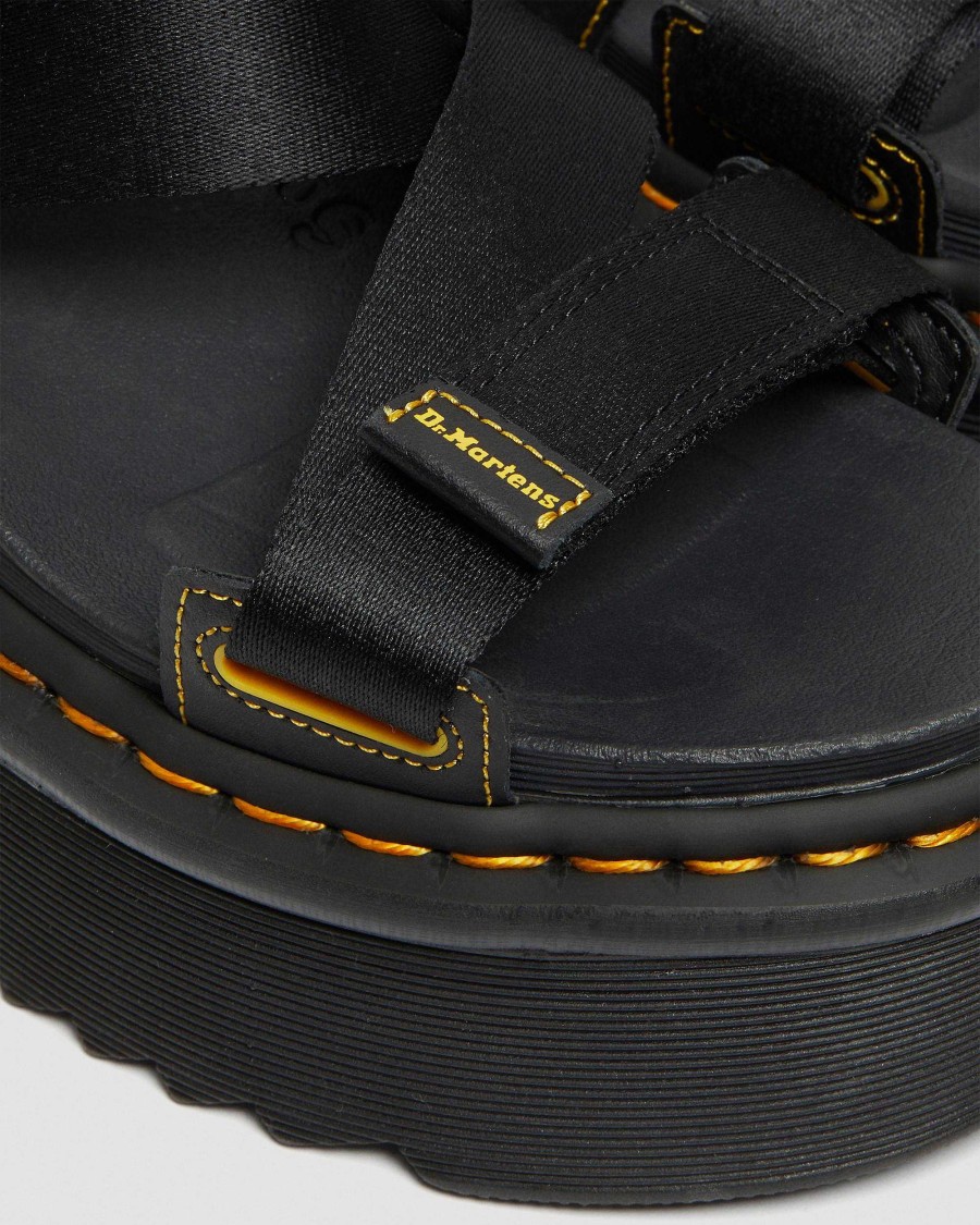 Dames Dr. Martens Sandales A Plateforme | Kimber - Sandales A Lanieres Et Sangles Avec Logo Noir — Hydro