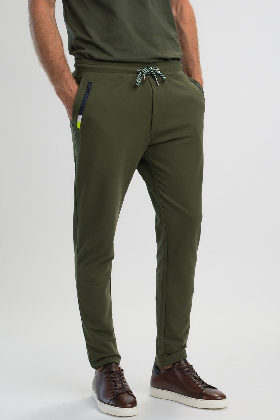 Homme Benson & Cherry Les Bas | Jogger Pant A Poche Tricolore Zippee Jola Kaki