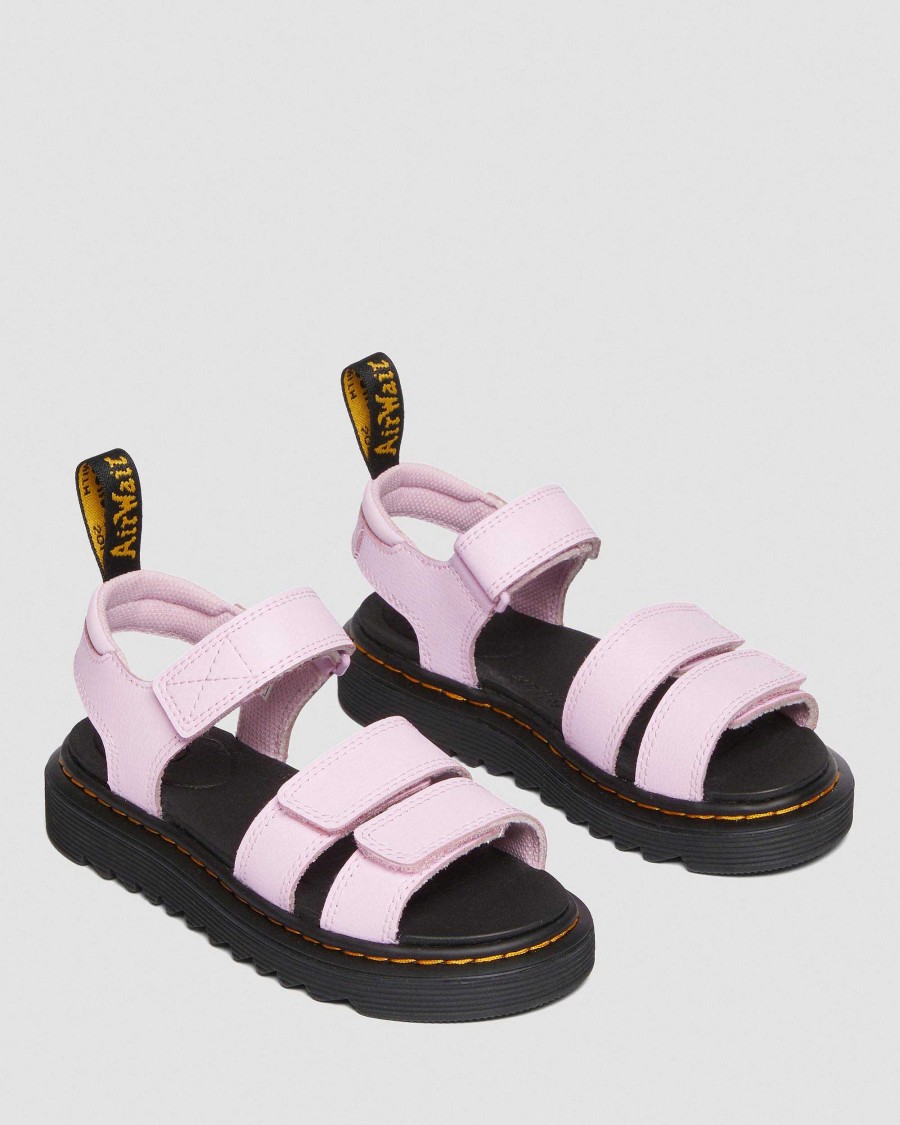 Enfants Dr. Martens Des Sandales | Sandales Klaire Athena A Bride En Cuir Et Velcro Junior Rose Pale — Athena