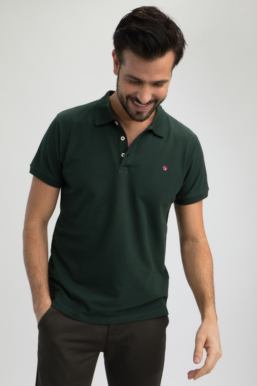 Homme Benson & Cherry Polos Pour Homme | Polo Classique Uni En Coton Bio Gesbio Sapin