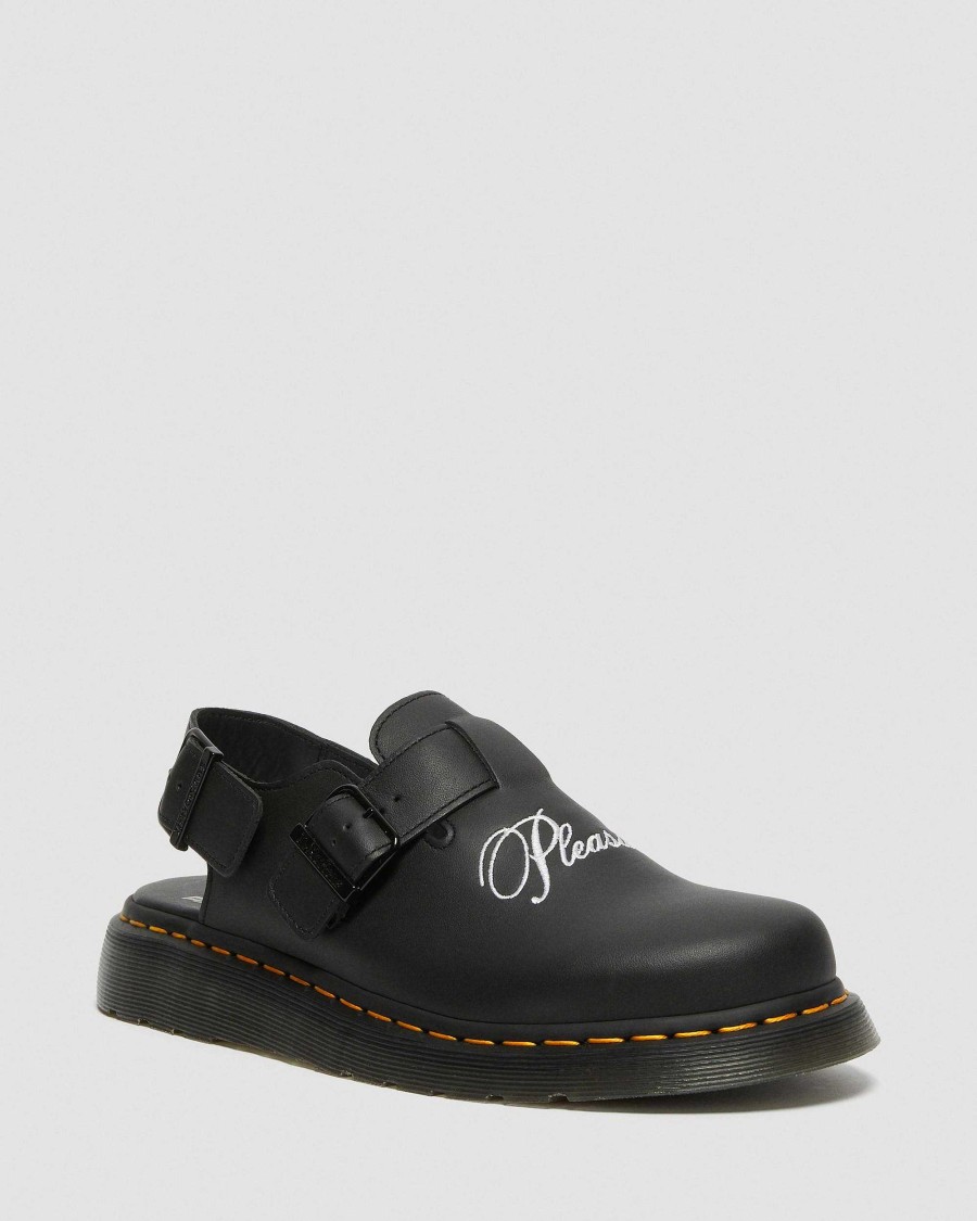 Messieurs Dr. Martens Sandales Noires | Mocassins Jorge Pleasures En Cuir Noir — Snap