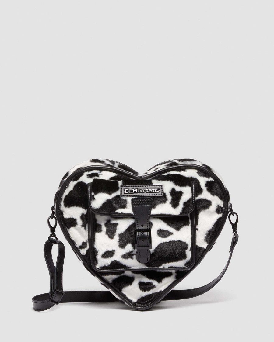 Dames Dr. Martens Sacs A Dos | Sac En Forme De Coeur Imprime Vache Noir + Blanc — Imprime Vache + Kiev