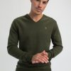 Homme Benson & Cherry Pulls Et Gilets Pour Homme | Pull Uni Col V Favilio Kaki