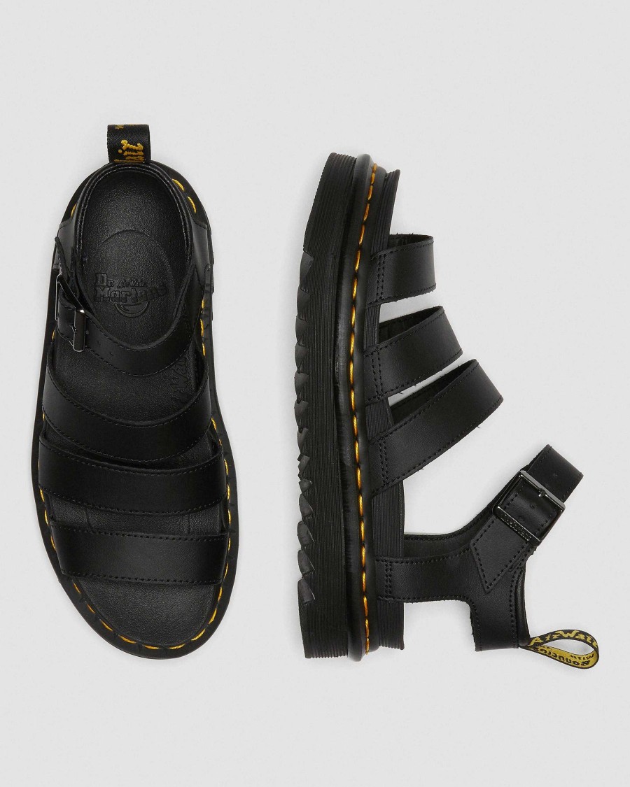 Dames Dr. Martens Sandales A Plateforme | Sandales En Cuir Blaire Hydro A Brides Noir — Hydro