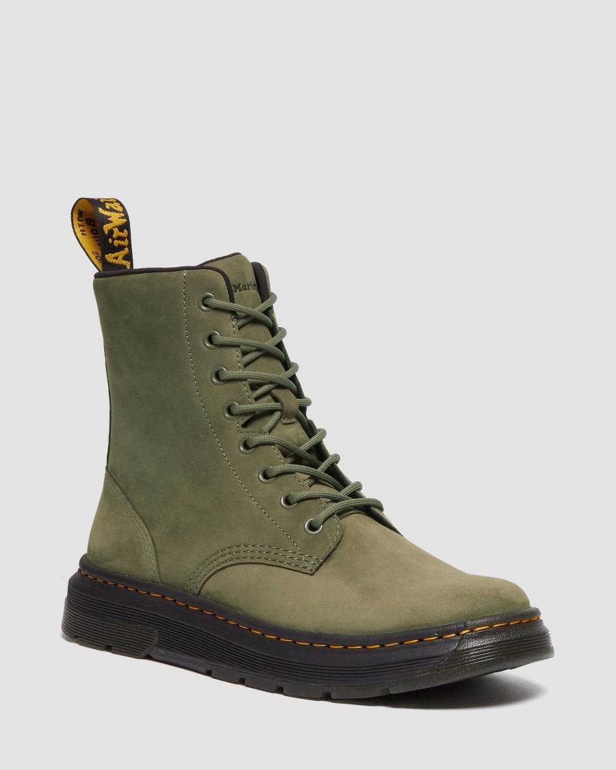 Messieurs Dr. Martens Chaussures Utilitaires | Bottines A Lacets En Cuir Crewson Dms Olive — Buffbuck