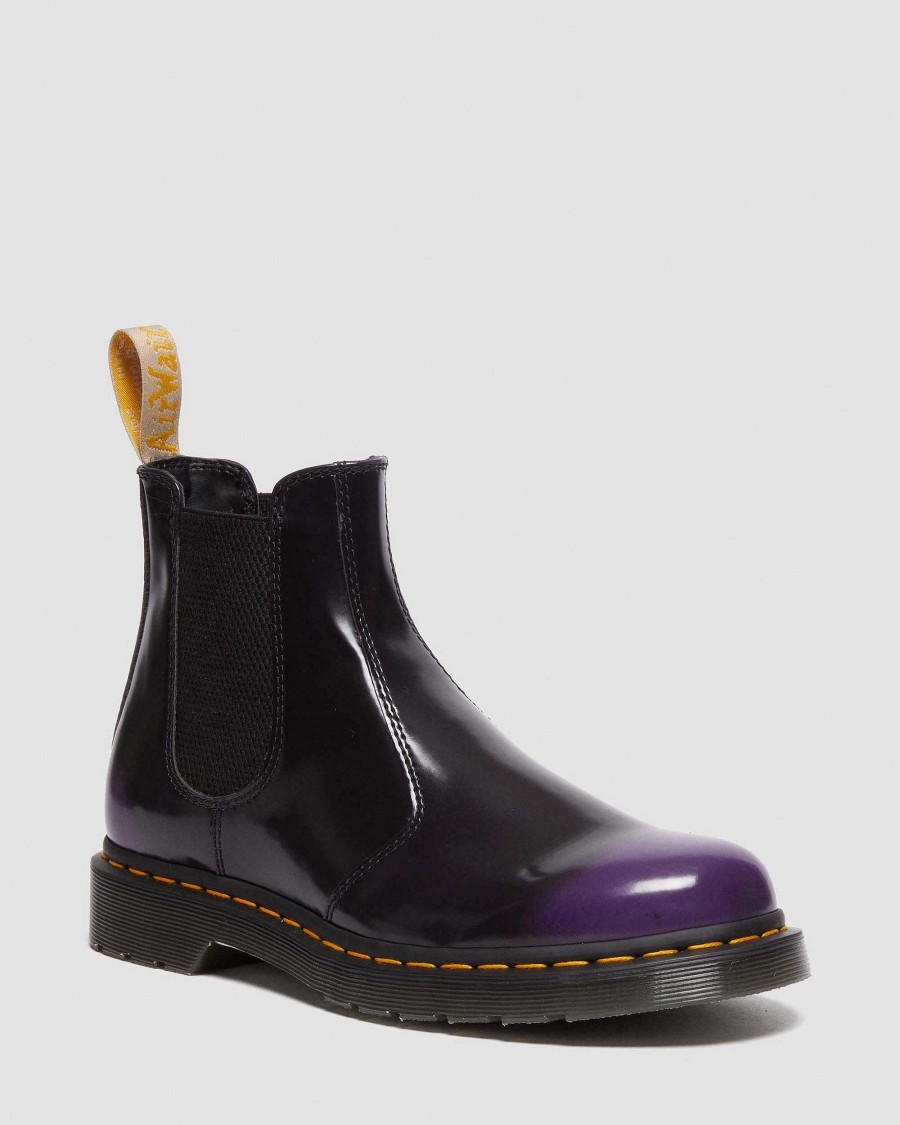 Messieurs Dr. Martens Maiharis Vegetaliens | Bottines Chelsea Veganes 2976 Brillantes Noir/Violet Riche — Oxford Rub Off