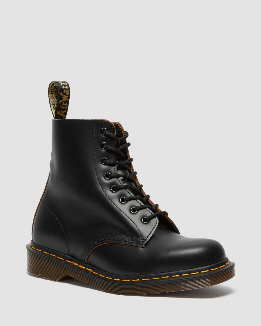 Messieurs Dr. Martens Fabrique En Angleterre Maihars | Bottines En Cuir Vintage 1460 Quilon Noir — Quilon