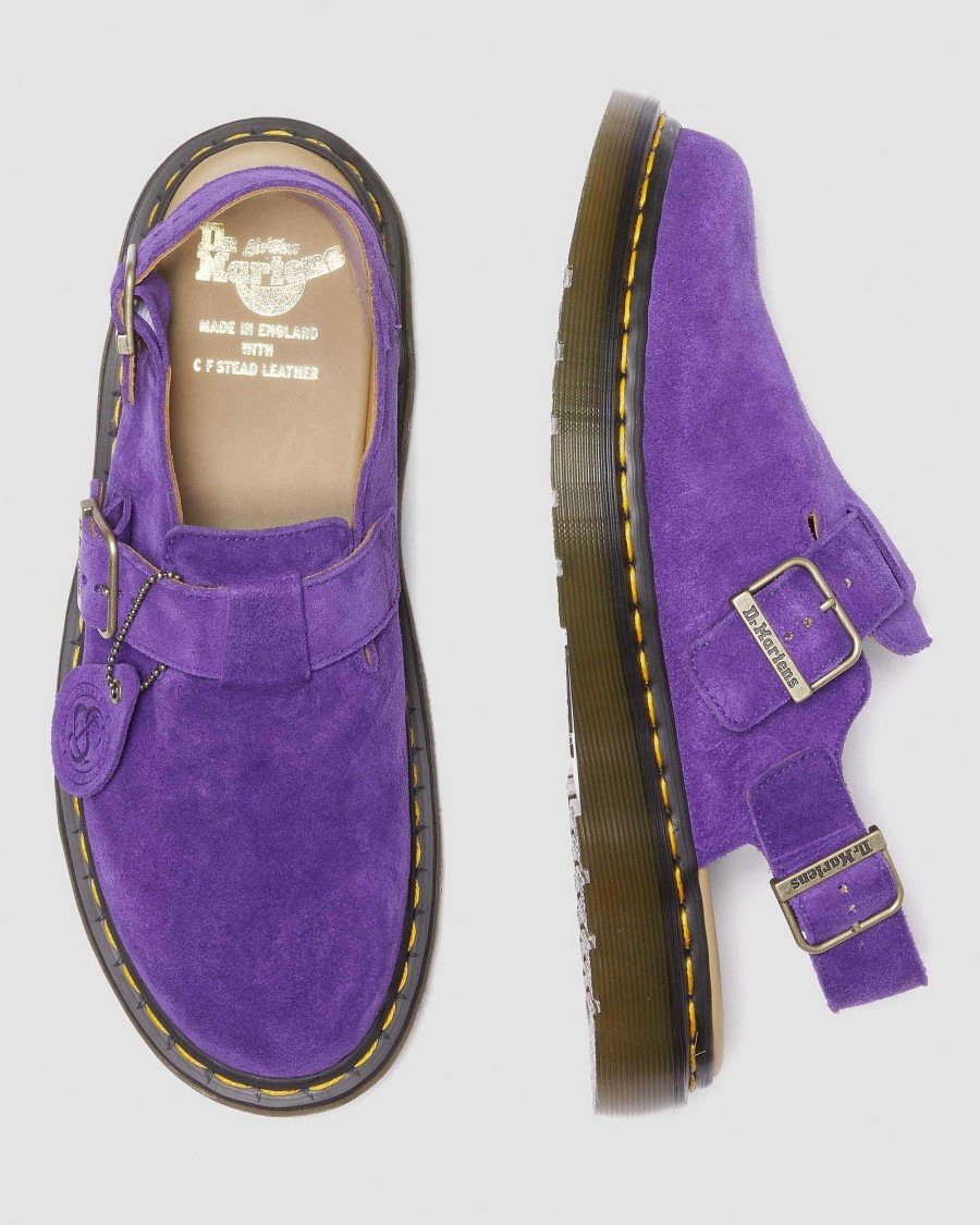 Dames Dr. Martens Chaussons | Jorge Made In England Slingback Violet — Daim De Veau Repello (Huile De Gomme)