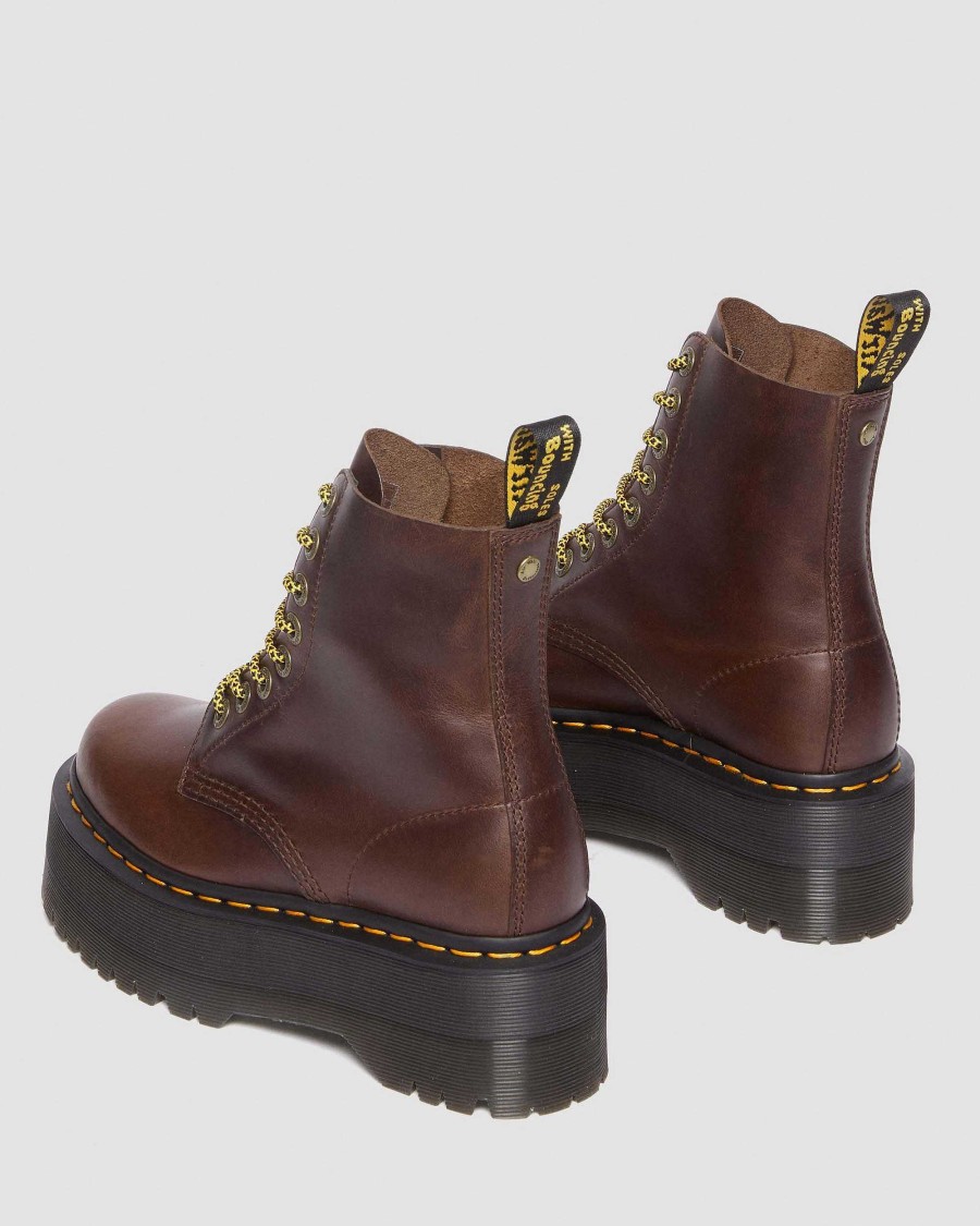 Dames Dr. Martens Tenias | 1460 Pascal Max Cuir - Bottines A Plateforme Marron Fonce