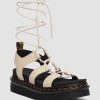 Dames Dr. Martens Sandales A Plateforme | Sandales Spartiates Nartilla Milled Nappa En Cuir Papier Beige — Nappa Moulu