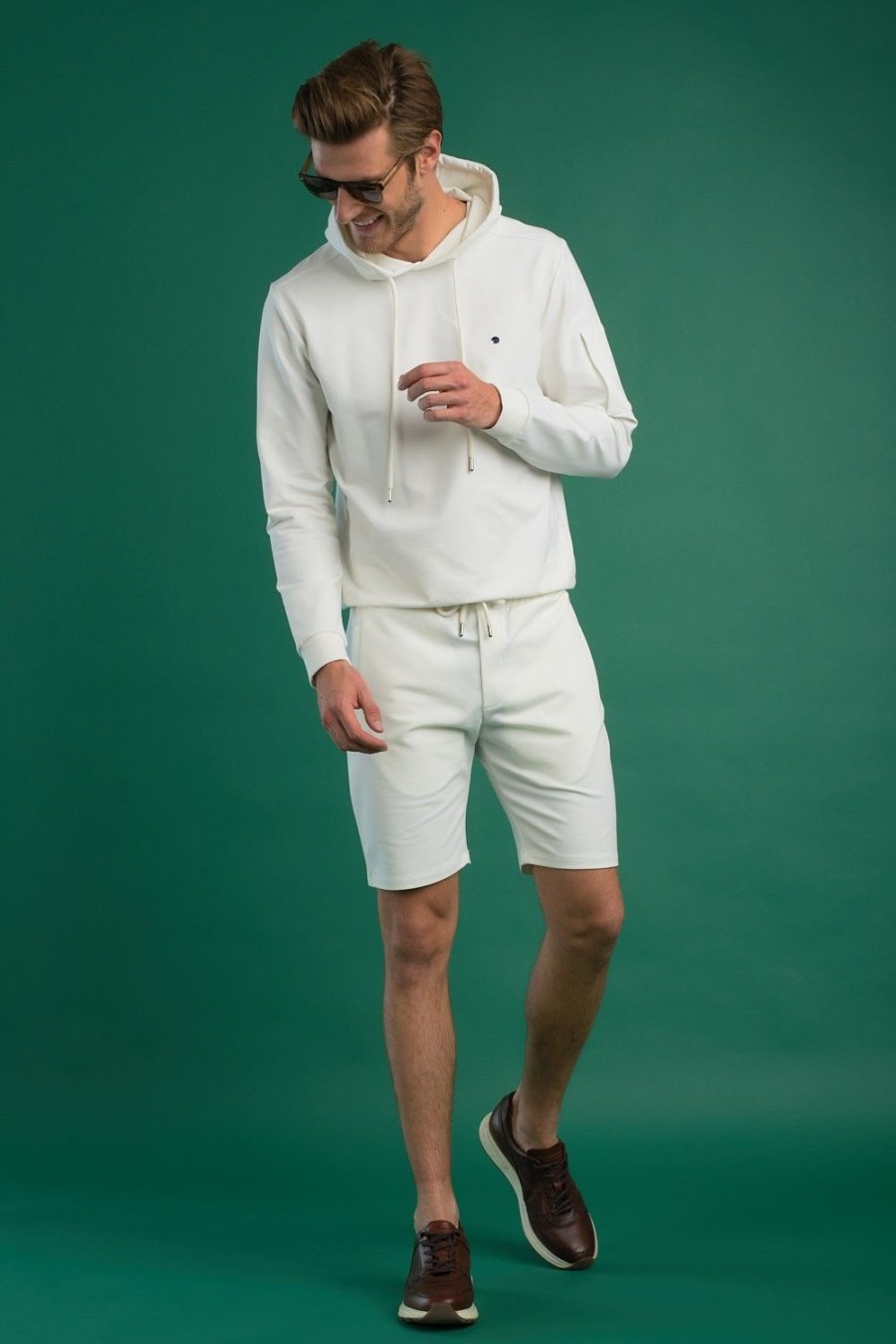 Homme Benson & Cherry Les Bas | Sweat Short Elegant Budd Ecru