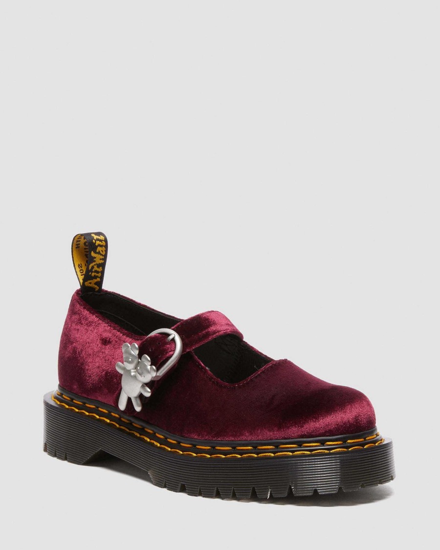 Dames Dr. Martens Chaussures A Semelles Compensees | Addina Bex Heaven By Marc Jacobs Chaussures En Velours Rouge Cerise — Velours