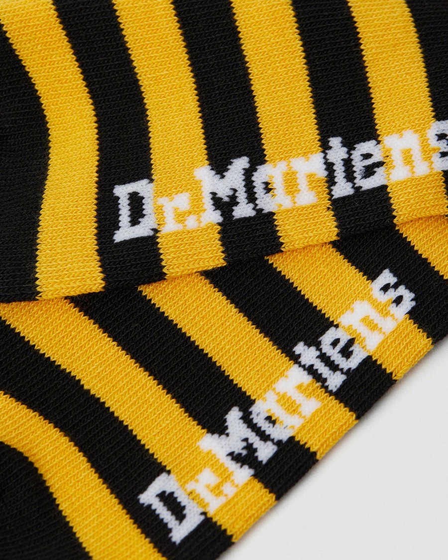 Accessoires Dr. Martens Toutes Les Chaussettes | Chaussettes Rayees En Coton Melange Jaune+Noir — Melange De Coton