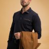 Homme Benson & Cherry Polos Pour Homme | Polo Manches Longues Uni Gael Marine