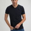 Homme Benson & Cherry T-Shirts Pour Homme | Tee-Shirt Coton Stretch Uni Col V Tahys Marine