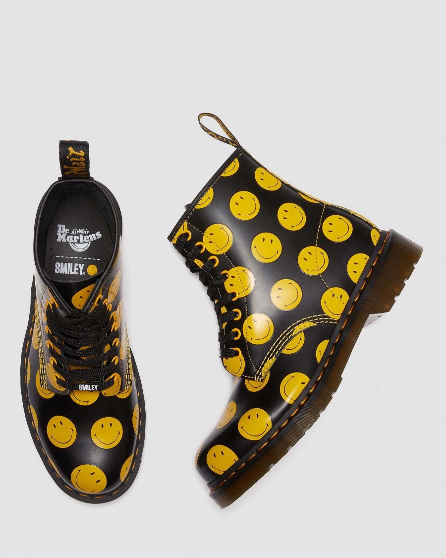 Messieurs Dr. Martens Tenias | 1460 Brosses En Cuir Smiley® Noir — Lisse