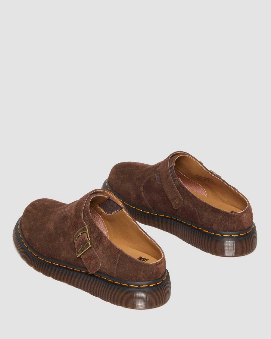 Dames Dr. Martens Chaussons | Chaussons En Daim Isham Desert Oasis Marron Fonce — Daim Desert Oasis