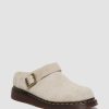 Dames Dr. Martens Chaussons | Pantoufles Isham En Suede Et Peau De Mouton Synthetique Doublees De Fausse Fourrure Taupe Vintage — Daim A Poils Longs