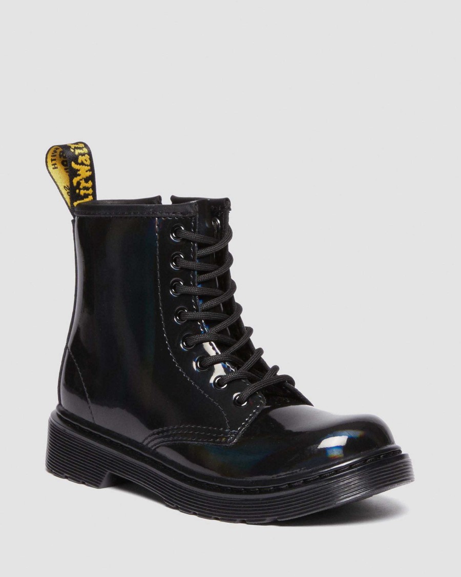 Enfants Dr. Martens Maihars Pour Enfants | Bottes A Lacets En Cuir Arc-En-Ciel Junior 1460 Noir — Brevet Arc-En-Ciel