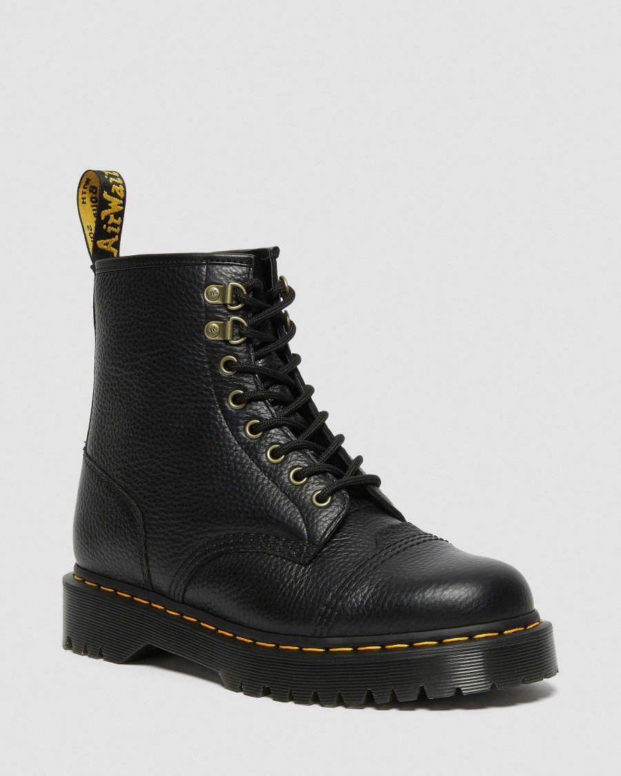 Messieurs Dr. Martens Plateformes | Bonnets A Lacets En Fausse Fourrure 1460 Bex Noir — Nappa Moulu