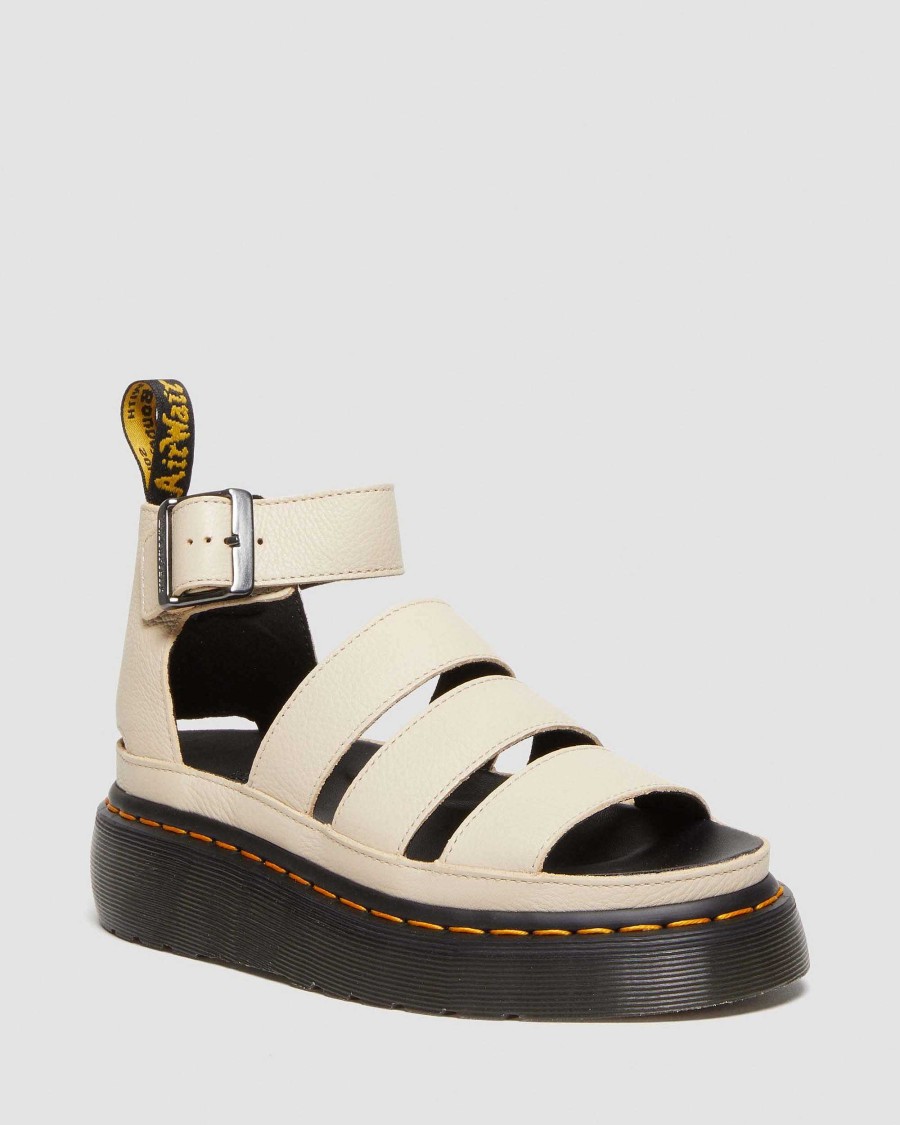 Dames Dr. Martens Sandales Gladiateur | Sandales A Plateforme Et Brides Clarissa Ii Pisa En Cuir Papier Beige — Pise