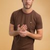 Homme Benson & Cherry T-Shirts Pour Homme | T-Shirt Aux Bords Cotes Colores Thurel Choco