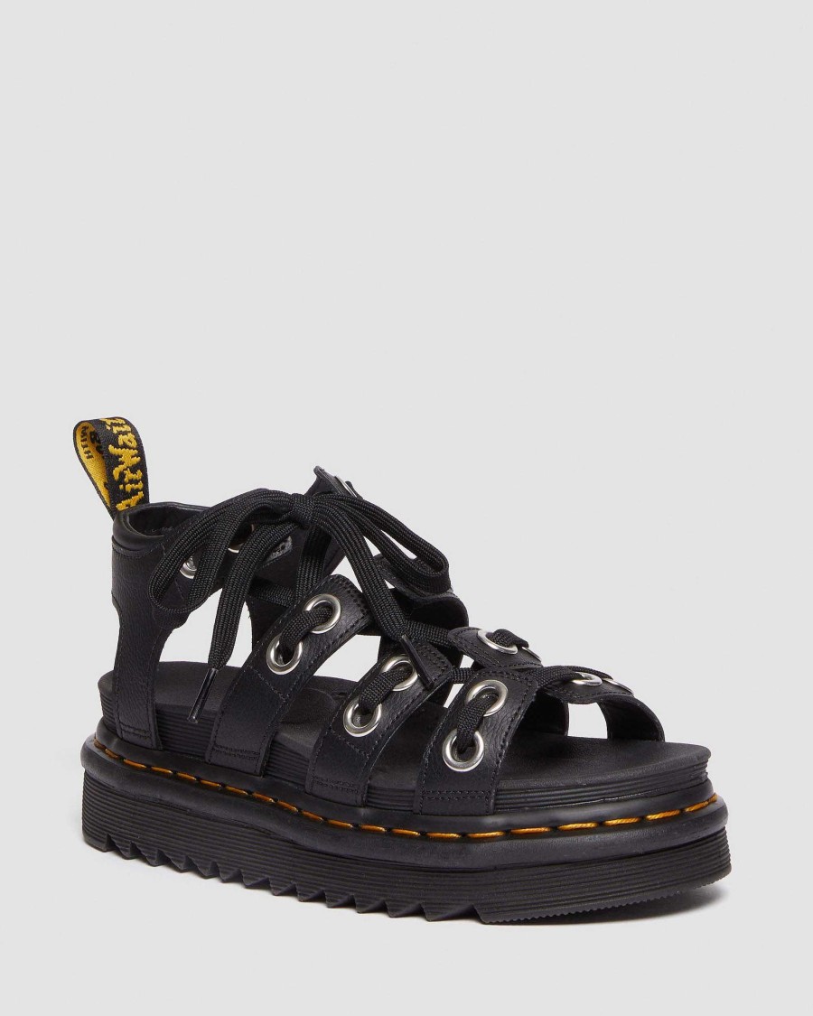 Dames Dr. Martens Sandales A Plateforme | Sandales En Cuir A Brides Athena Blaire Hardware Noir Athena