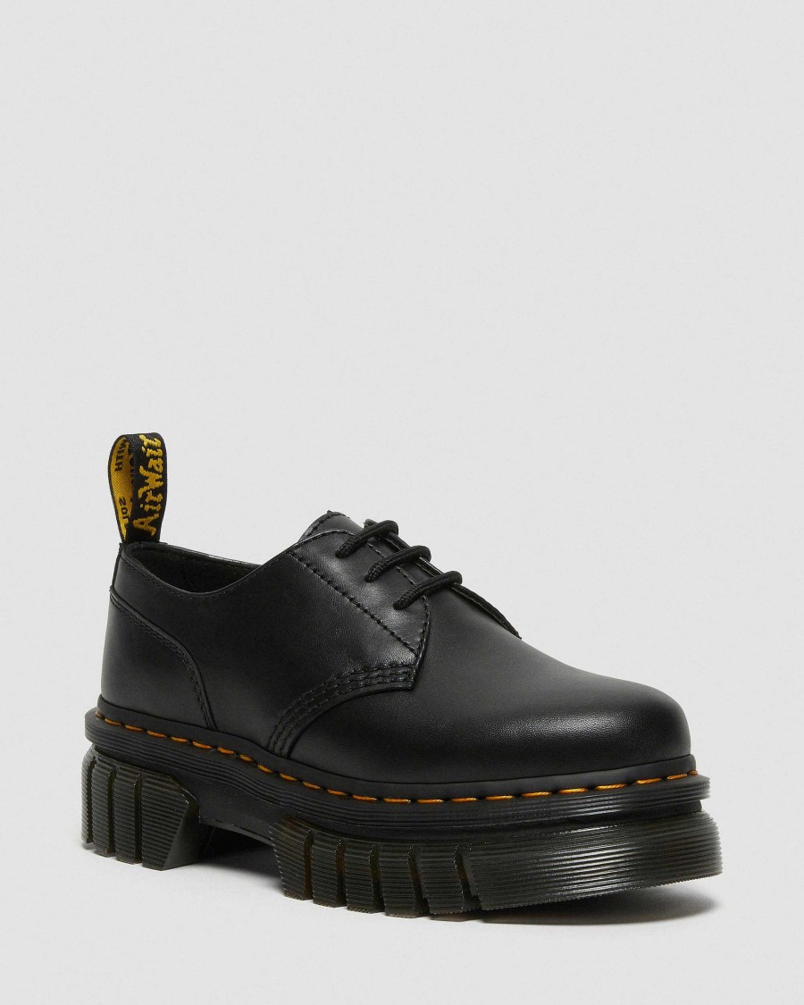 Dames Dr. Martens Chaussures Noires | Chaussures A Plateforme En Cuir Nappa Lux Audrick Noir — Nappa Lux