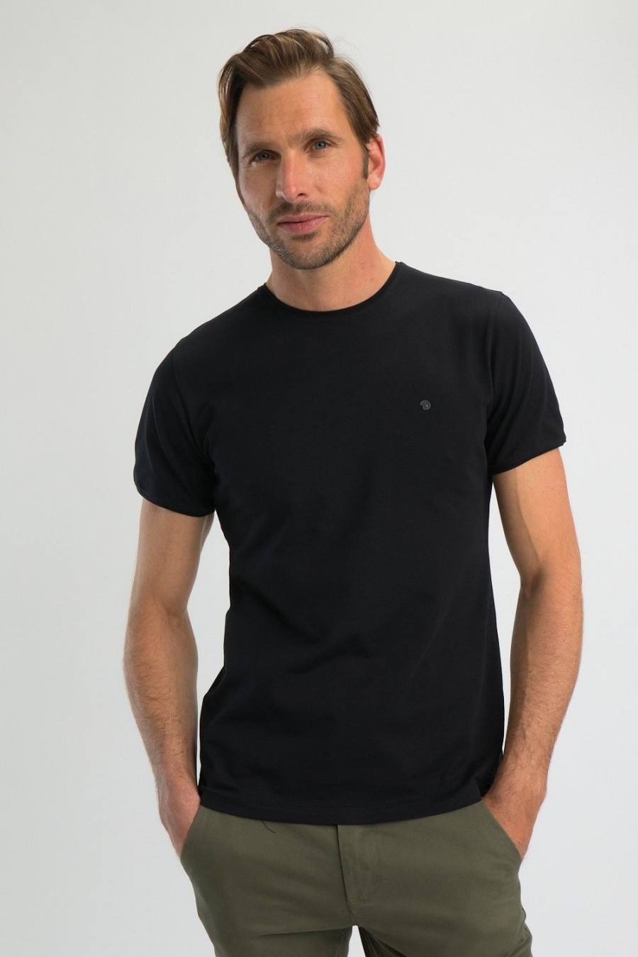 Homme Benson & Cherry T-Shirts Pour Homme | Tshirt En Coton Stretch Twist Noir